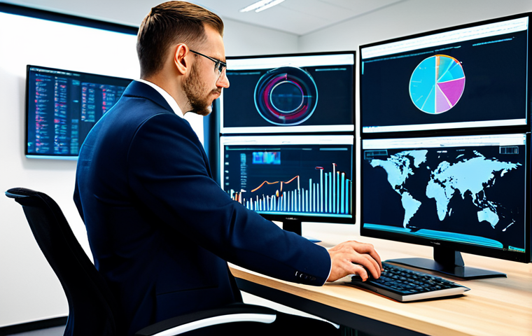 A professional safety specialist in a modest business suit, seated at a modern, high-tech workstation in a sleek office. Multiple large screens display complex cybersecurity dashboards, real-time data analytics, and digital charts related to industrial control systems (ICS) and network security. One screen shows an e-learning platform or global safety standard documents, symbolizing continuous learning and adaptation. The specialist has a focused, professional expression, embodying proactive defense in a digital landscape. Fully clothed, appropriate attire, professional dress, safe for work, appropriate content, perfect anatomy, correct proportions, natural pose, well-formed hands, proper finger count, natural body proportions, professional photography, high quality.