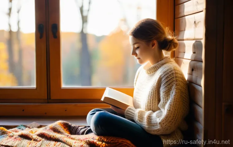 안전관리에서의 데이터 활용 방법 - **Prompt 1: "A young woman, approximately 25 years old, sits comfortably by a large window in a rust...