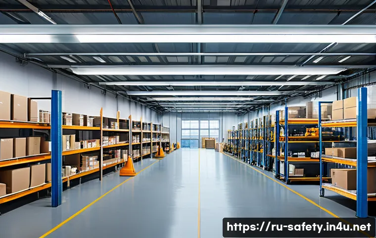 현장 근로자를 위한 안전 체크리스트 - A well-organized industrial workspace scene featuring clean floors, neatly arranged tools on labeled...